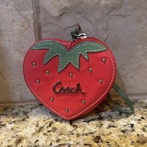 Coach Pink Strawberry Heart Wristlet